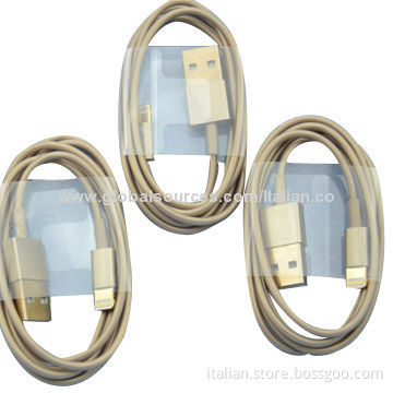 Golden USB Cable for iPhone 5/5C/5S, Support Latest IOSNew